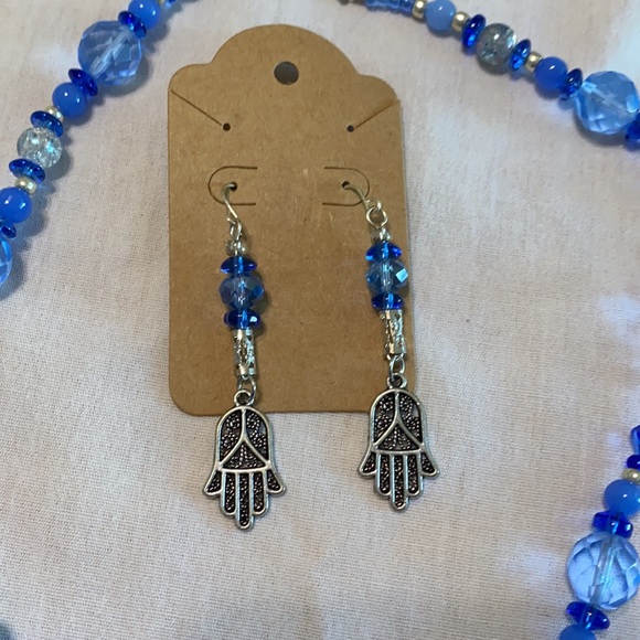 Hamsa Hand Charm Earring and Necklace Set - Picture 2 of 6